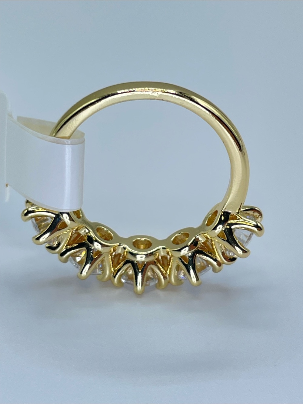 Swarovski Crystal Elements White Crystal Half Eternity Band Ring Sz 7 Glam - Picture 8 of 10